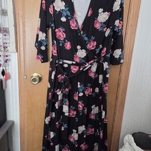 Floral Black Wrap Jumpsuit